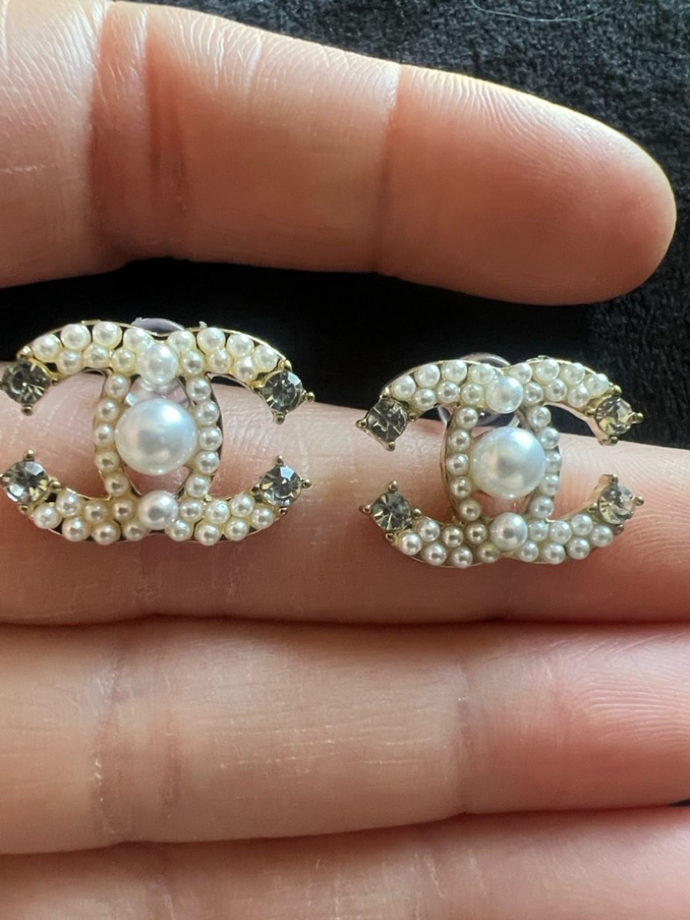 CHANEL Pearl & Crystal Earrings in Ivory and Gold